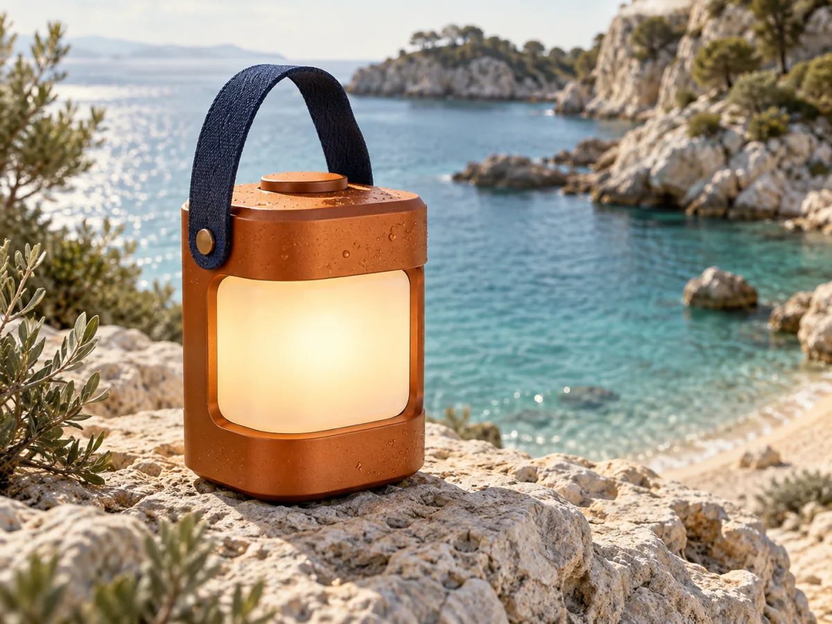 Flux 2 Flex concept illustration on Jev AI: a lantern product concept with coastal setting and material detail